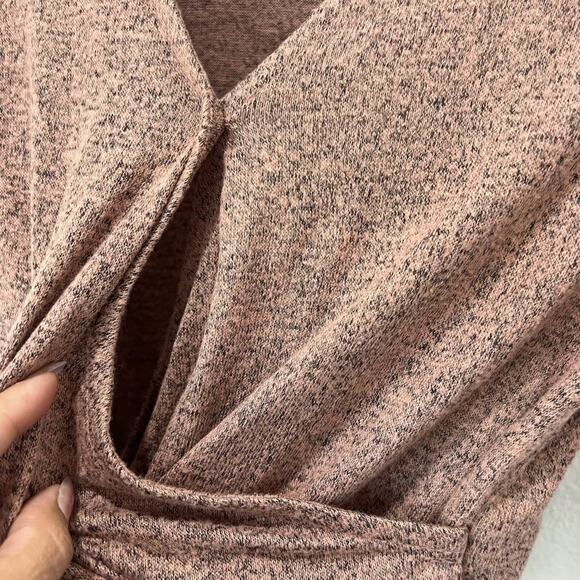 Active USA Womens Small Pink Mauve Faux Wrap Cropped Long Sleeve Sweater - Picture 4 of 7